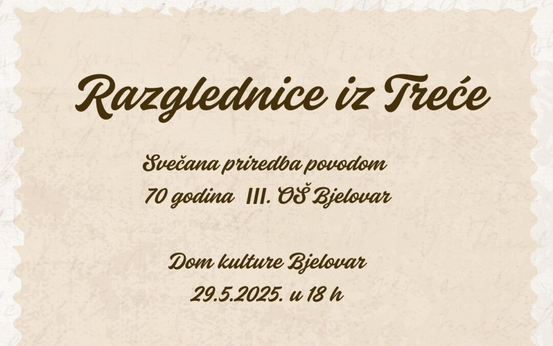 Pozivamo vas na svečanu priredbu povodom 70. obljetnice i Dana škole naše Treće!