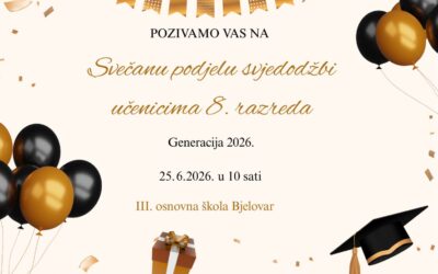 Svečana podjela svjedodžbi učenicima osmog razreda